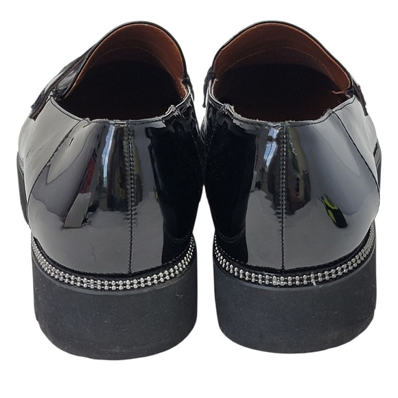 Franco Sarto Brody Loafers Womens 9 Black Faux Patent Leather Chunky Academia - Picture 8 of 12